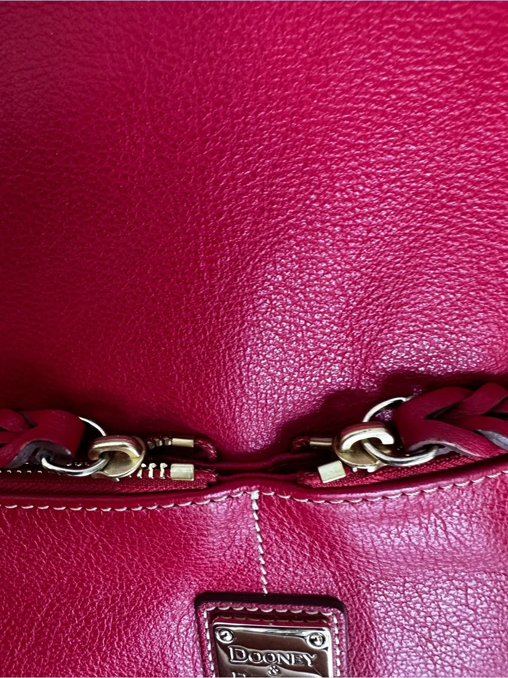 Dooney & Bourke Bright Red Leather Shoulder Bag with Gold Hardware